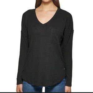 NWT Calvin Klein waffle knit sweater in black, Sz. XL.